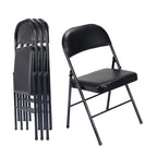 Chaises pliantes avec sièges rembourrés en cuir noir (lot de 4)