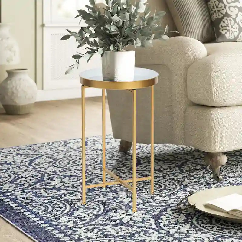 Table d'appoint ronde en métal doré
