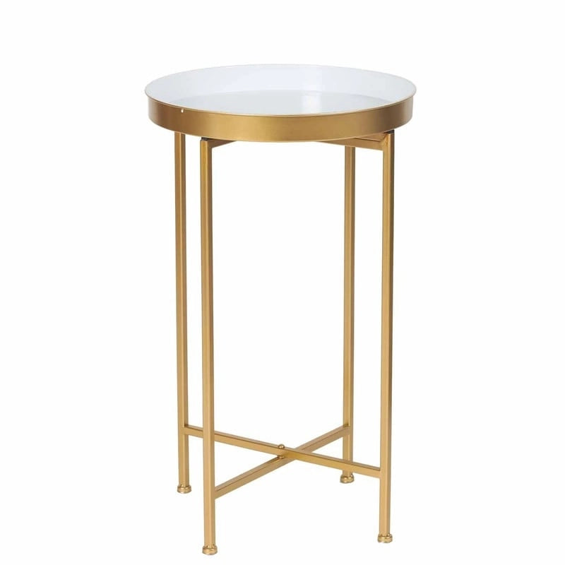 Table d'appoint ronde en métal doré
