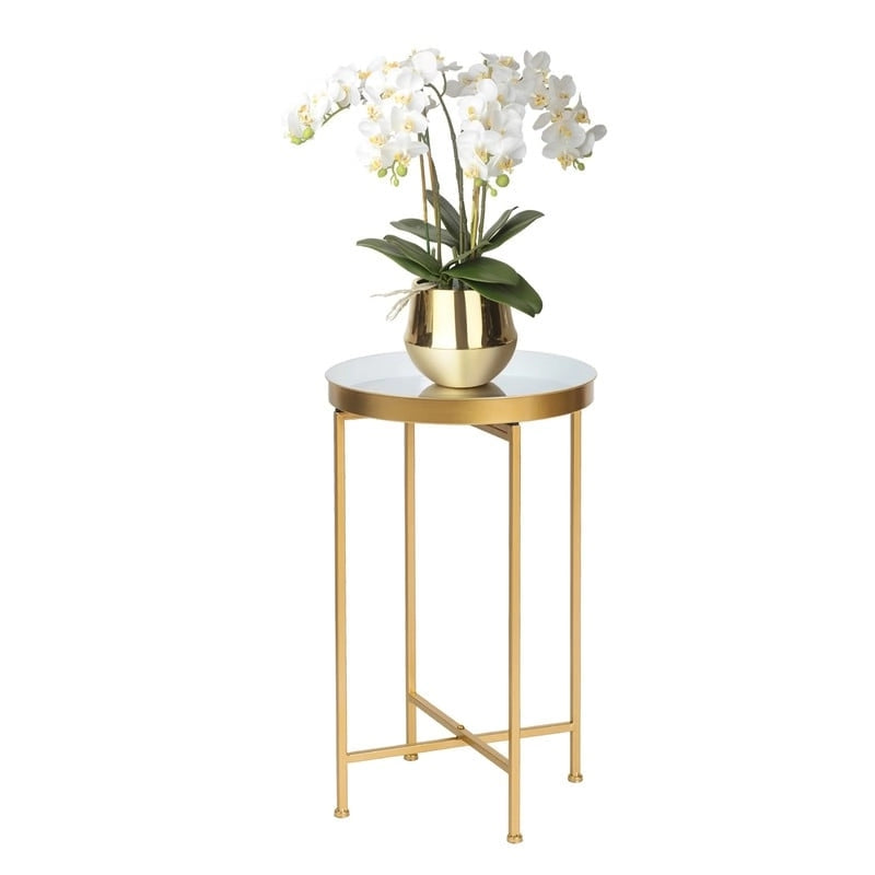Table d'appoint ronde en métal doré