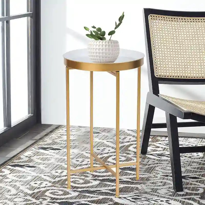 Table d'appoint ronde en métal doré