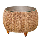 Table basse ronde en jacinthe d'eau