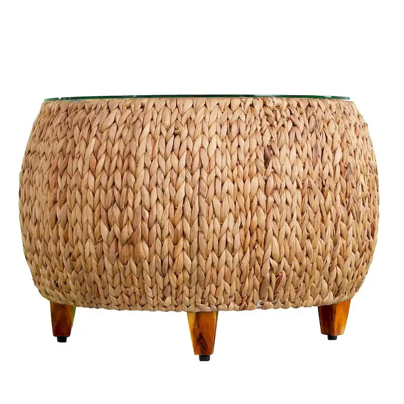 Table basse ronde en jacinthe d'eau