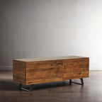 Banc de rangement en bois d'acacia de 117 cm