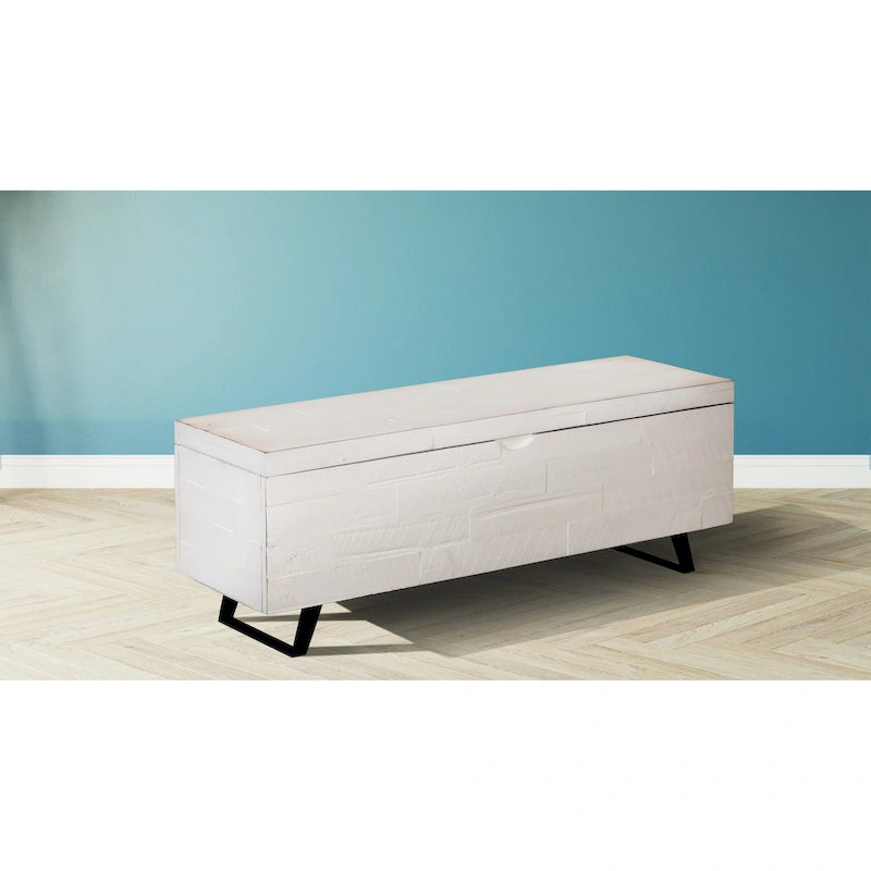 Banc de rangement en bois d'acacia de 117 cm