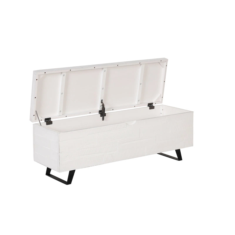 Banc de rangement en bois d'acacia de 117 cm