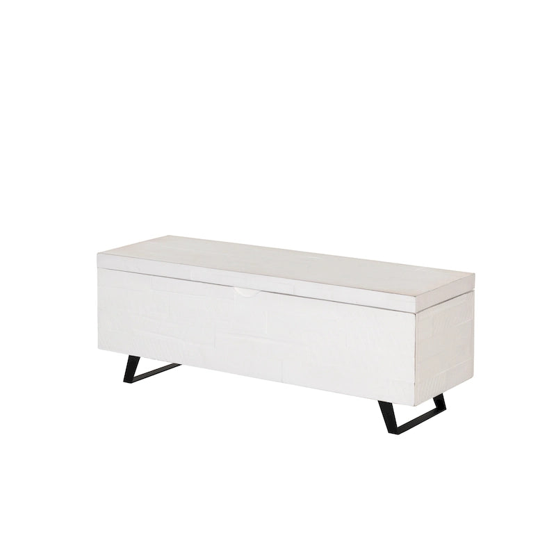 Banc de rangement en bois d'acacia de 117 cm