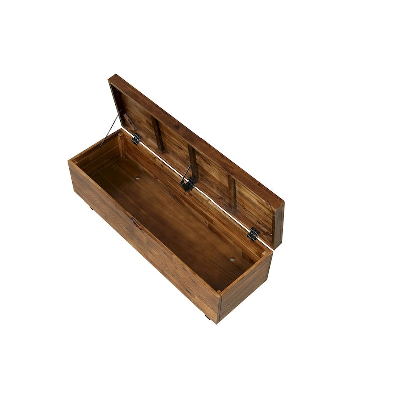 Banc de rangement en bois d'acacia de 117 cm