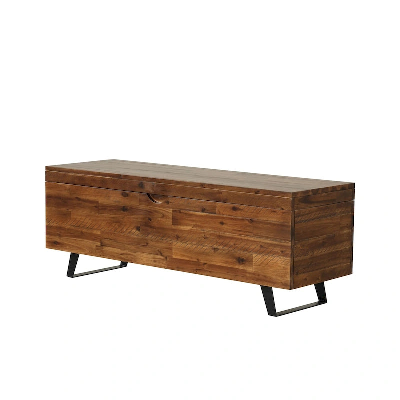 Banc de rangement en bois d'acacia de 117 cm