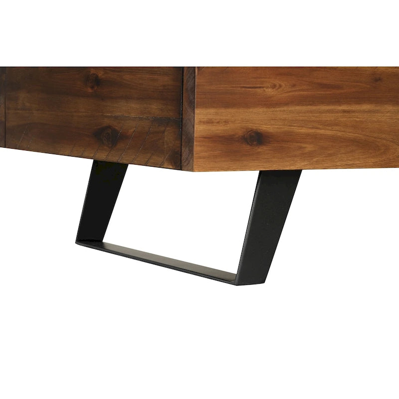 Banc de rangement en bois d'acacia de 117 cm