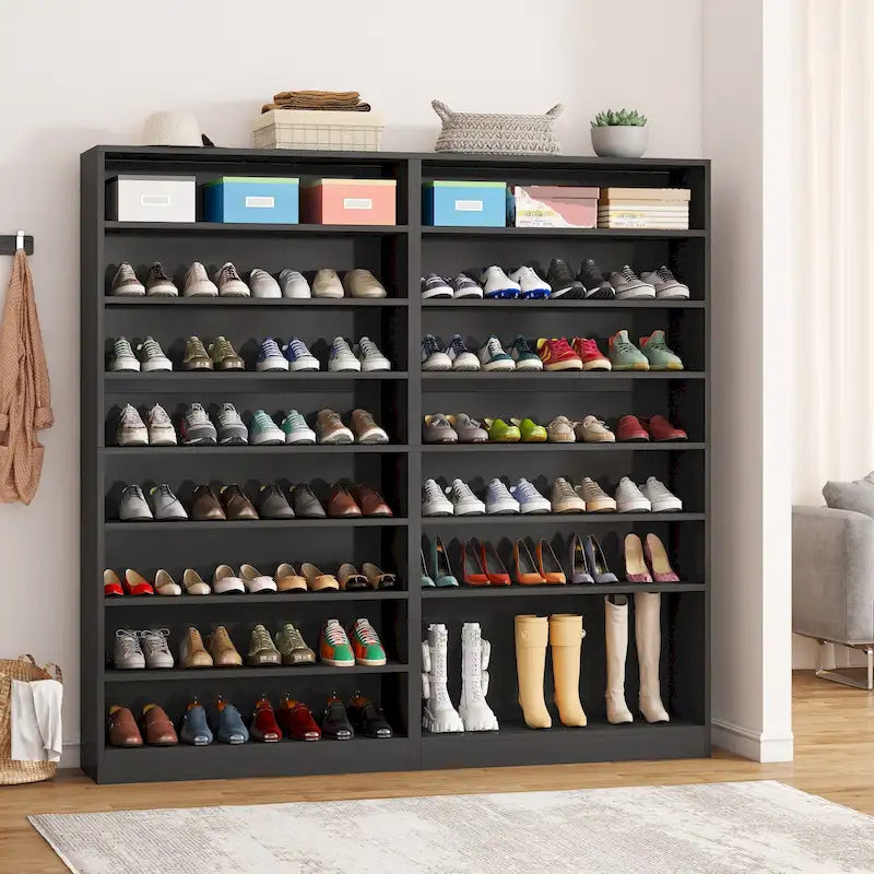 Meuble à chaussures haut à 9 niveaux avec étagère ouverte pour entrée