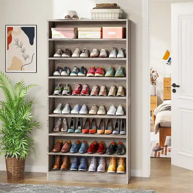Meuble à chaussures haut à 9 niveaux avec étagère ouverte pour entrée