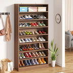 Meuble à chaussures haut à 9 niveaux avec étagère ouverte pour entrée