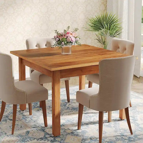 Table à manger carrée de 100 cm pour 2-4 personnes avec pieds en bois massif pour salon et salle à manger