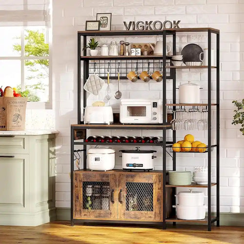 Bar à café Bakers Rack de 47,2 pouces avec prise de courant et armoire