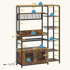 Bar à café Bakers Rack de 47,2 pouces avec prise de courant et armoire
