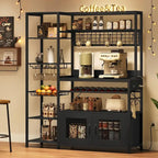 Bar à café Bakers Rack de 47,2 pouces avec prise de courant et armoire
