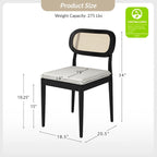 Chaise de salle à manger moderne en bois massif avec dossier en rotin et coussin amovible