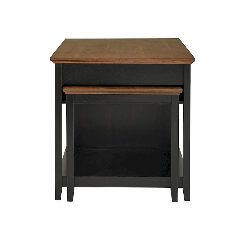 Îlot de cuisine extensible, finition antique bicolore, avec 3 tiroirs