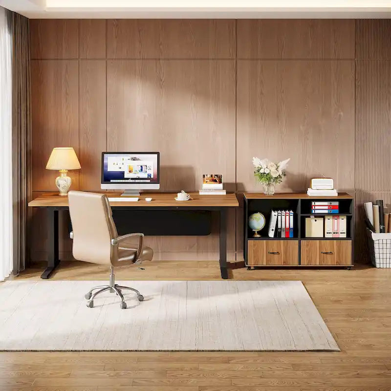 Bureau informatique d'angle de direction et caisson de rangement mobile 63 pouces