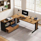 Bureau informatique d'angle de direction et caisson de rangement mobile 63 pouces