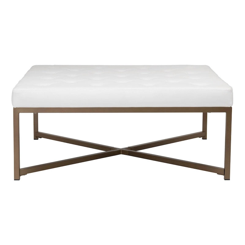 Grand pouf de cocktail en métal Cambre et cuir capitonné