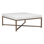 Grand pouf de cocktail en métal Cambre et cuir capitonné