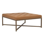 Grand pouf de cocktail en métal Cambre et cuir capitonné