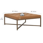 Grand pouf de cocktail en métal Cambre et cuir capitonné
