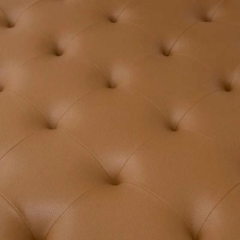 Grand pouf de cocktail en métal Cambre et cuir capitonné
