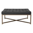 Grand pouf de cocktail en métal Cambre et cuir capitonné