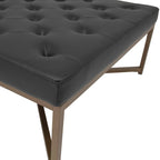 Grand pouf de cocktail en métal Cambre et cuir capitonné