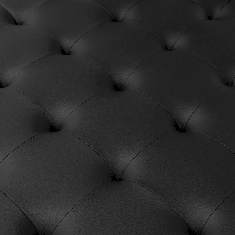 Grand pouf de cocktail en métal Cambre et cuir capitonné
