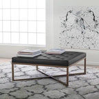 Grand pouf de cocktail en métal Cambre et cuir capitonné