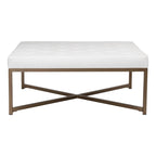 Grand pouf de cocktail en métal Cambre et cuir capitonné