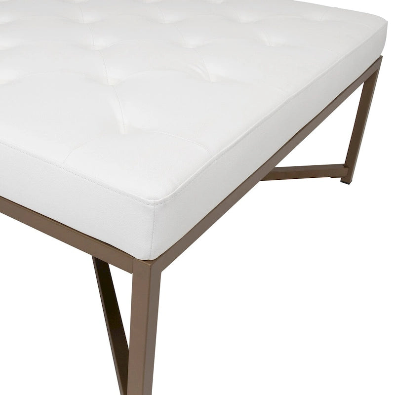 Grand pouf de cocktail en métal Cambre et cuir capitonné