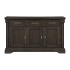 Buffet bahut de 152 cm, 3 tiroirs et 3 portes, bois marron rustique