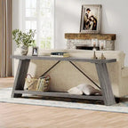 Table Console/Canapé en Bois Rustique de 70,9 Pouces de Long avec Étagère de Rangement