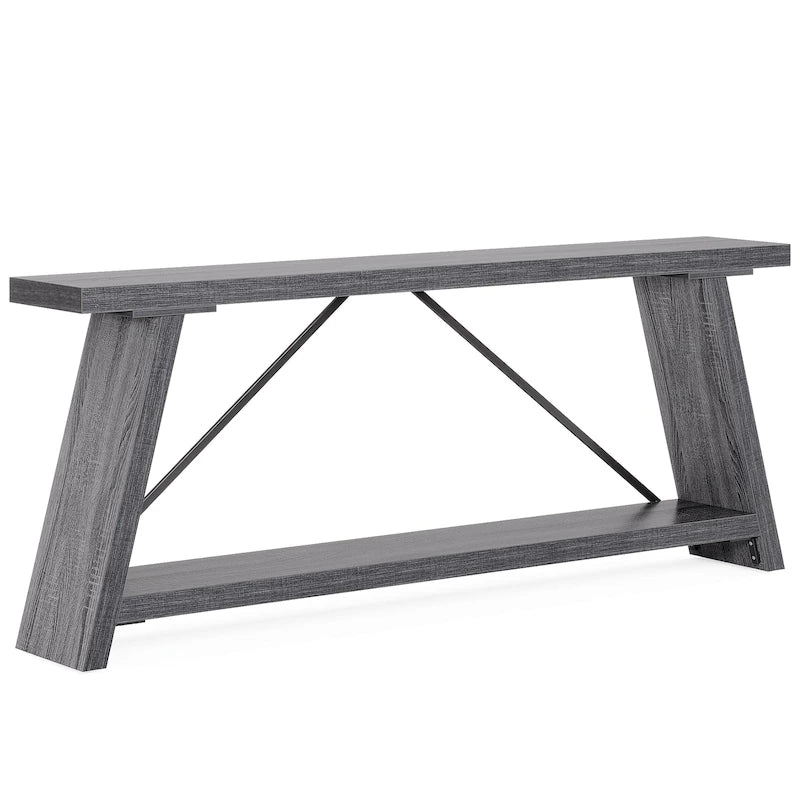 Table Console/Canapé en Bois Rustique de 70,9 Pouces de Long avec Étagère de Rangement