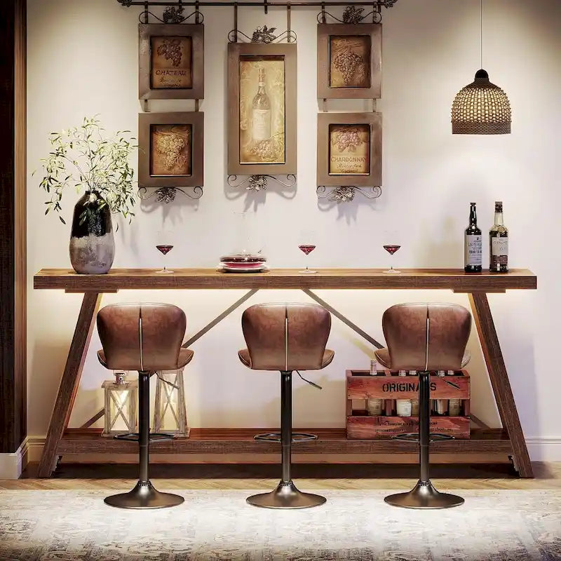 Table Console/Canapé en Bois Rustique de 70,9 Pouces de Long avec Étagère de Rangement
