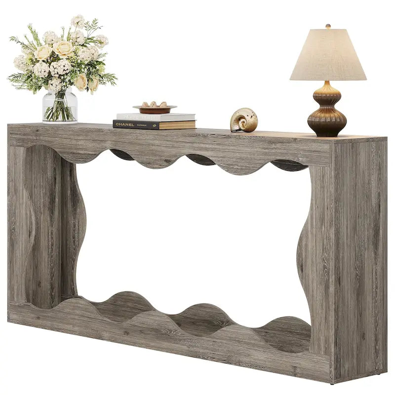 Console en bois à 2 niveaux pour entrée et salon