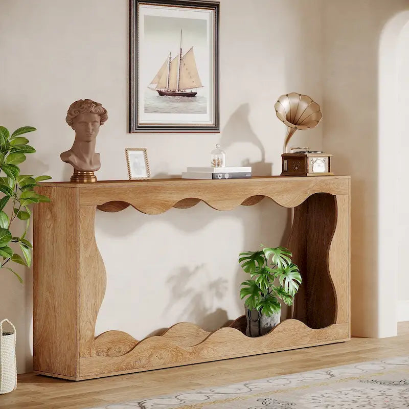 Console en bois à 2 niveaux pour entrée et salon