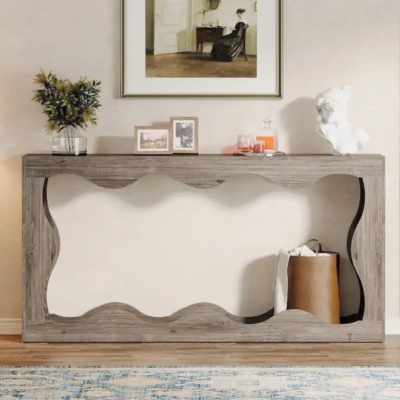 Console en bois à 2 niveaux pour entrée et salon