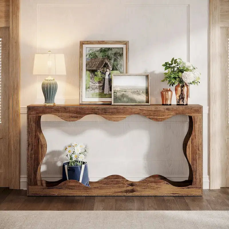 Console en bois à 2 niveaux pour entrée et salon