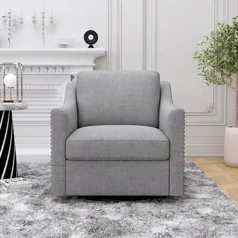 Fauteuil pivotant à 360 degrés en coton et lin Tissu agréable pour la peau Conception ergonomique